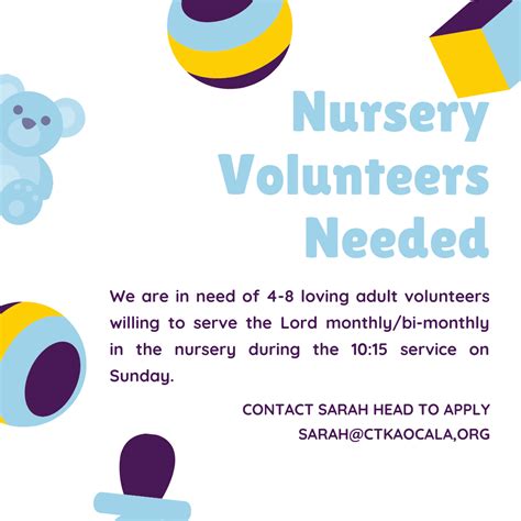 Church Nursery Volunteer Job Description